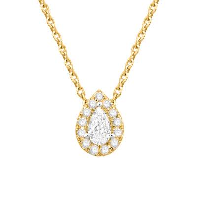 Collier Poire Diamants GSI2 & Or Jaune 750, Longueur 40 cm - Diamond Lady