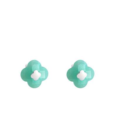 Boucles d'oreilles Victoria, Amazonite & Or Blanc 750 - Morganne Bello
