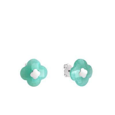 Boucles d'oreilles Victoria, Amazonite & Or Blanc 750 - Morganne Bello