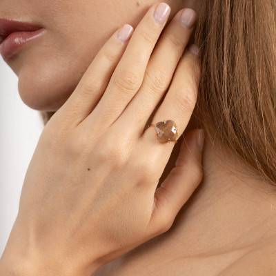 Victoria 750 Yellow Gold & Sunstone Clover Ring - Morganne Bello