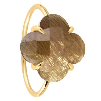 Victoria 750 Yellow Gold & Sunstone Clover Ring - Morganne Bello