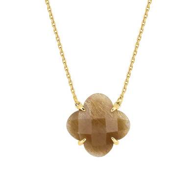 Victoria 750 Yellow Gold & Sunstone Necklace, Adjustable Length 42 cm - Morganne Bello