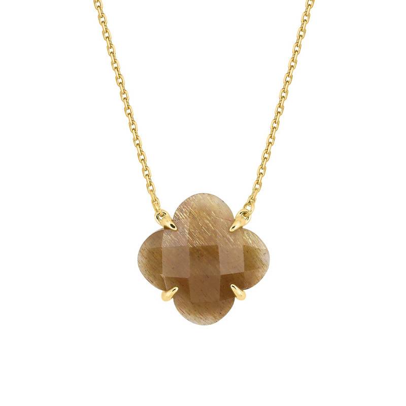 Victoria 750 Yellow Gold & Sunstone Necklace, Adjustable Length 42 cm - Morganne Bello