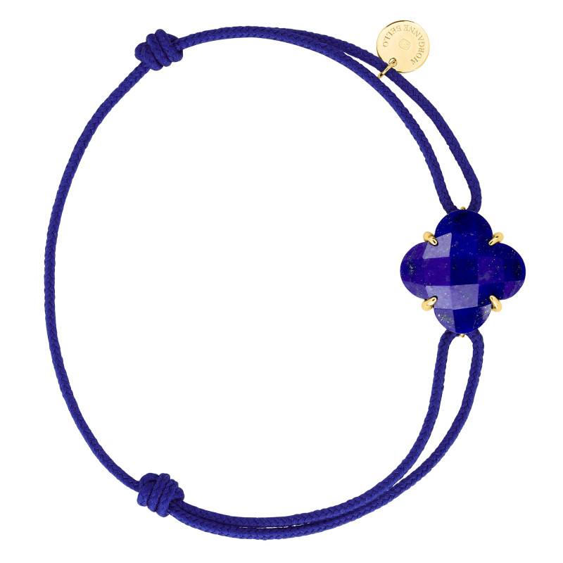 750 Yellow Gold Royal Blue Cord Victoria Bracelet with Lapis Lazuli, Adjustable Length - Morganne Bello