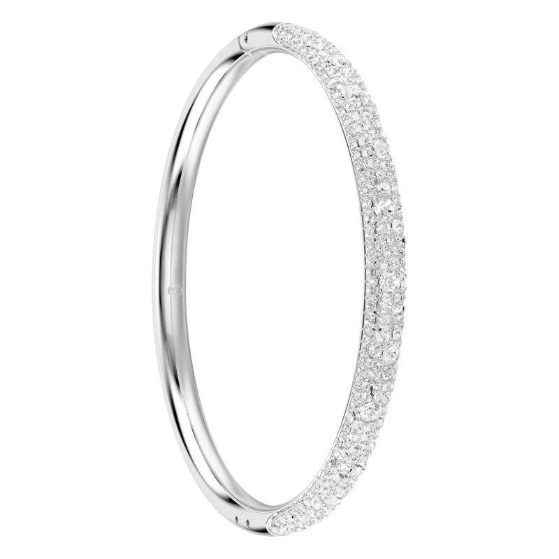 Meteora Rhodium-Plated Metal & White Crystal Bangle, Length 16 cm to 18.5 cm, Width 0.50 cm - 5684243 - Swarovski