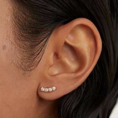 1 925 Silver Gold-Plated Uma Stud Earring & Cubic Zirconia - PG01-749-U - Pdpaola