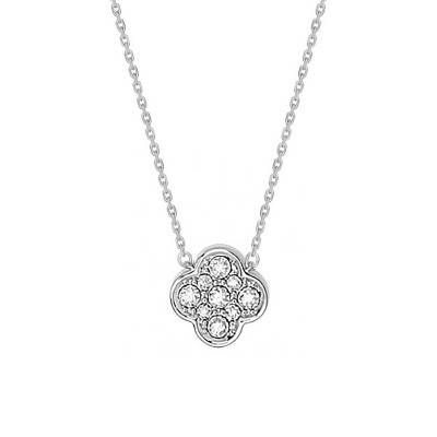 750 White Gold & Diamond Clover Necklace, Adjustable Length 42 cm - Morganne Bello