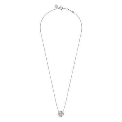 Collier Trèfle Diamants & Or Blanc 750, Longueur 42 cm Ajustable - Morganne Bello