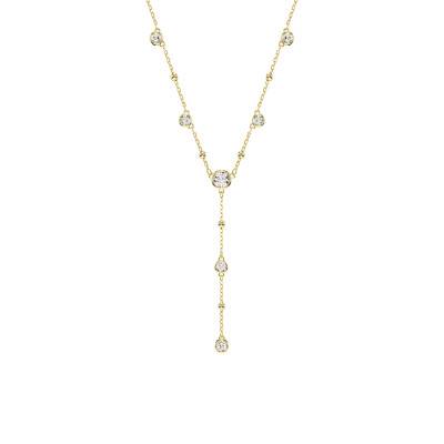 Imber Y Scattered Motif Gold Metal & White Crystals Necklace, 38 cm to 45 cm - 5684510 - Swarovski