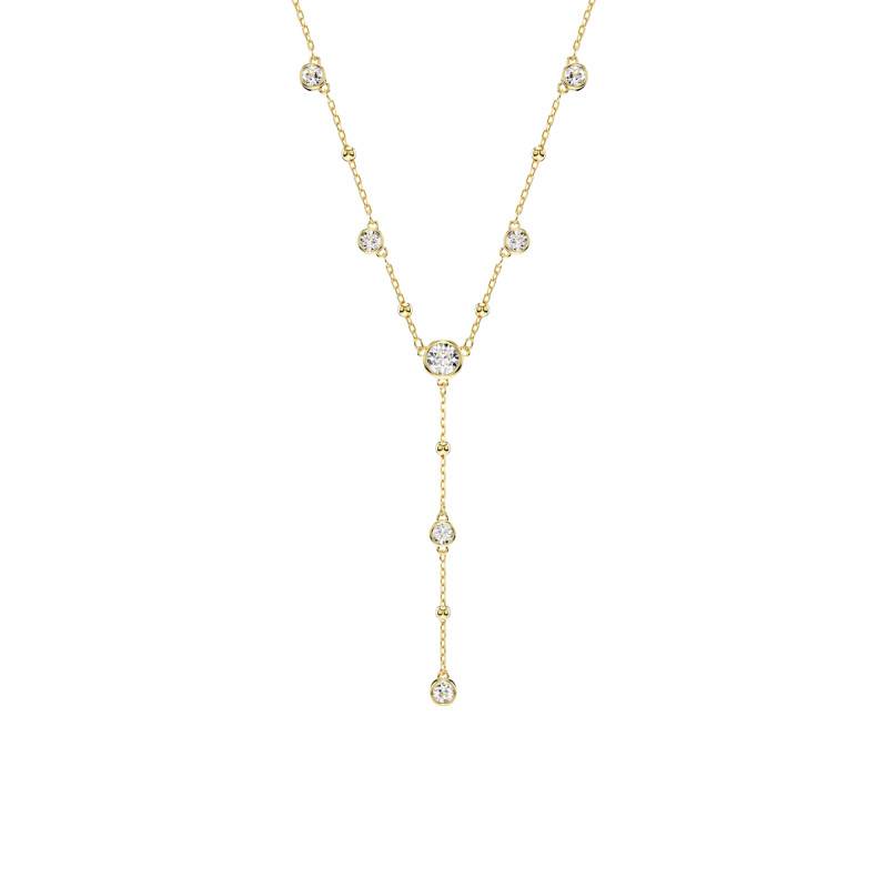 Imber Y Scattered Motif Gold Metal & White Crystals Necklace, 38 cm to 45 cm - 5684510 - Swarovski