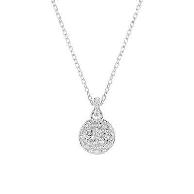 Meteora Round Rhodium-Plated Metal & White Crystals Necklace, Length 40 cm to 47 cm - 5683446 - Swarovski
