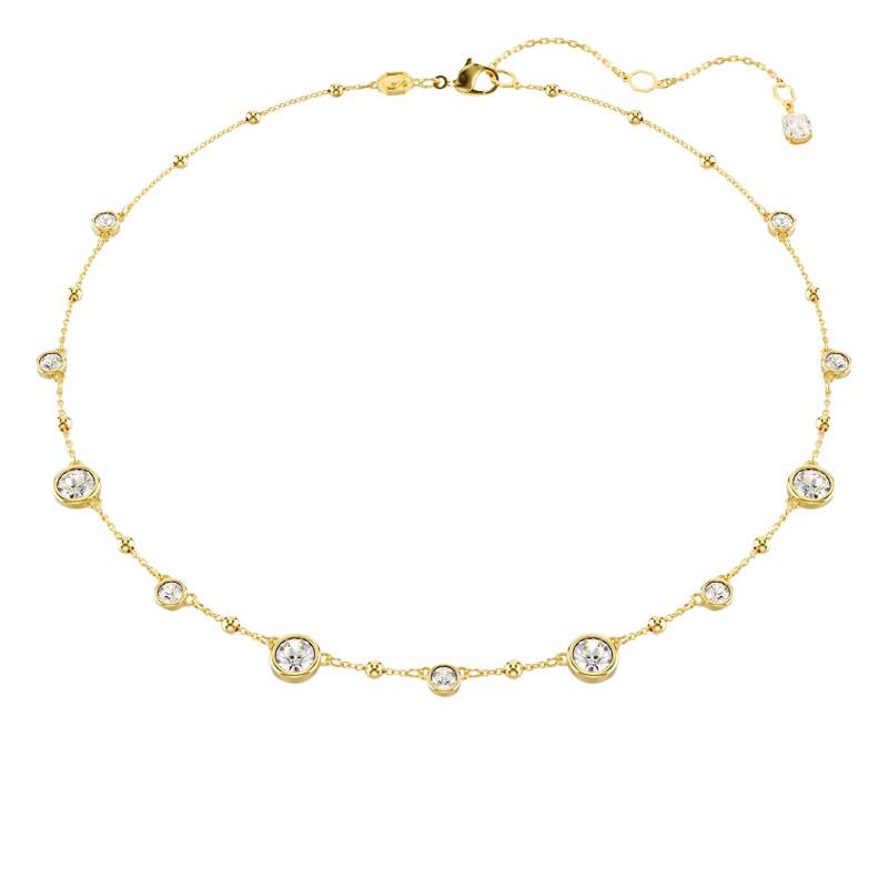 Gold-Toned Metal & White Crystals Imber Scattered Motif Necklace, Length 38 cm to 45 cm - 5680090 - Swarovski