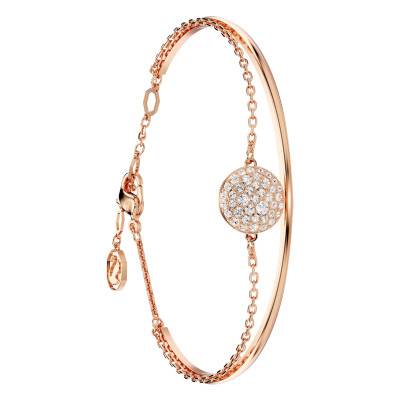Bracelet Jonc Meteora Métal Rosé & Cristaux Blancs, Longueur Ajustable 17 cm - 5683452 - Swarovski