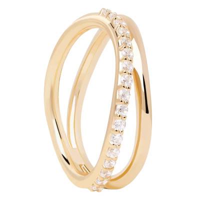 Bague Essentials Twister Dorée Zircons - AN01-844-08 - Pdpaola