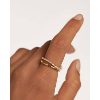 Bague Essentials Twister Dorée Zircons - AN01-844-08 - Pdpaola