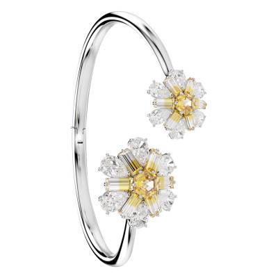 Bracelet Jonc Idyllia Fleurs Métal Rhodié & Cristaux Blancs et Jaunes - 5679938 - Swarovski
