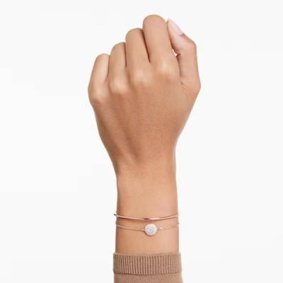 Meteora Rose Metal & White Crystals Bangle Bracelet, Adjustable Length 17 cm - 5683452 - Swarovski