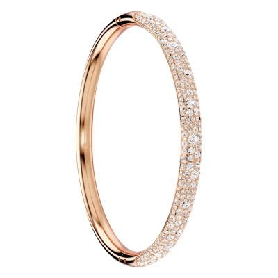 Rose Metal & White Crystals Meteora Bangle Bracelet, Length 16 cm to 18,5 cm, Width 0,50 cm - 5688610 - Swarovski