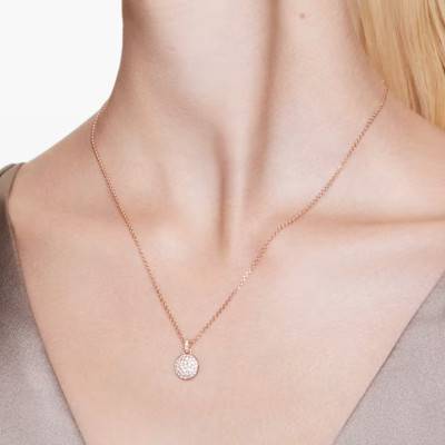 Meteora Round Rose Metal & White Crystals Necklace, Length 40 cm to 47 cm - 5683450 - Swarovski