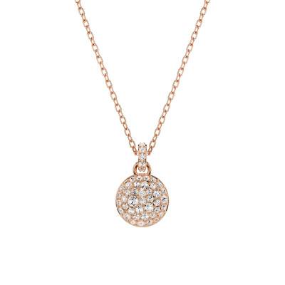 Meteora Round Rose Metal & White Crystals Necklace, Length 40 cm to 47 cm - 5683450 - Swarovski