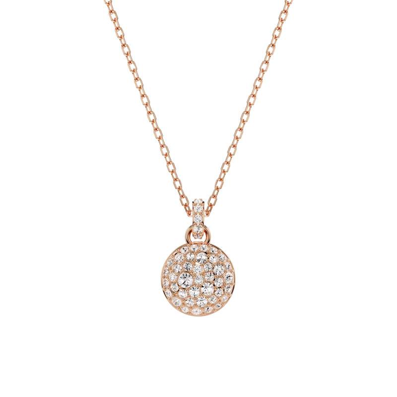 Meteora Round Rose Metal & White Crystals Necklace, Length 40 cm to 47 cm - 5683450 - Swarovski