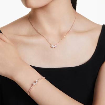 Parure Collier & Jonc Mesmera Métal Rosé & Cristaux Blancs - 5684779 - Swarovski