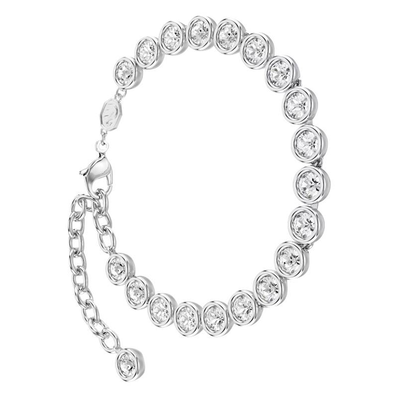 Rhodium-Plated Metal & White Crystals Imber Tennis Round Bracelet, Length 15,5 cm to 20 cm - 5682666 - Swarovski