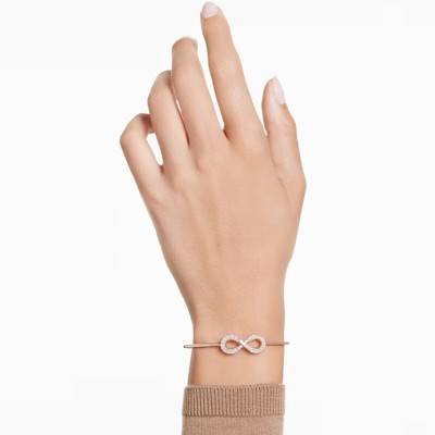 Bracelet Hyperbola Infinity, Métal Doré Rose & Cristaux Blancs, Longueur 16,50 cm - 5679443 - Swarovski