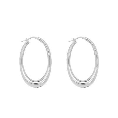 Silver Oval Hoop Earrings, Dimension 37 x 24.10 mm - Emanessence