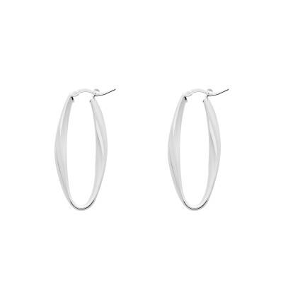Boucles d'Oreilles Créoles inclinées en Argent, Diamètre 20 mm - Emanessence