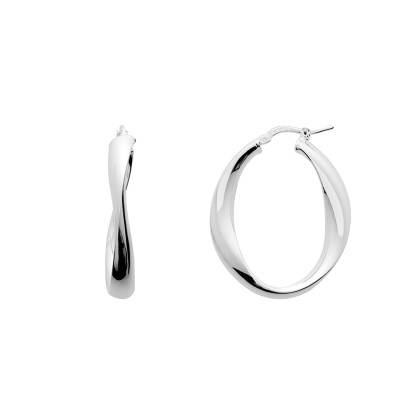 Boucles d'Oreilles Créoles Brillantes Argent, Diamètre 25 mm - Emanessence