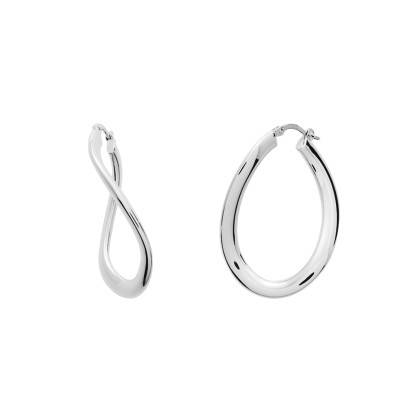 Silver Oval Hoop Earrings, Dimension 28 x 19.10 mm - Emanessence