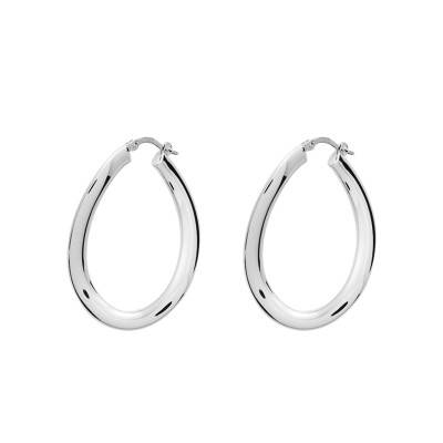 Silver Oval Hoop Earrings, Dimension 28 x 19.10 mm - Emanessence