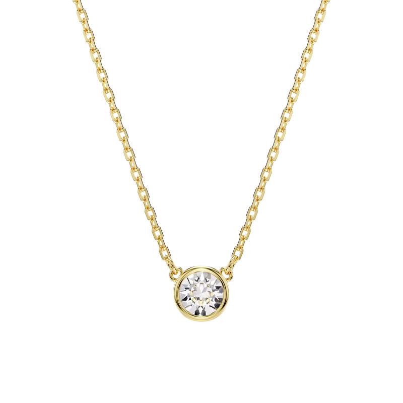 Gold-Toned Metal & White Crystal Imber Round Necklace, Length 38 cm to 45 cm - 5684511 - Swarovski