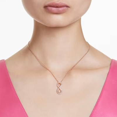 Hyperbola Infinity Rose Gold-Tone Metal & White Crystal Necklace, 38 cm to 45 cm - 5677623 - Swarovski