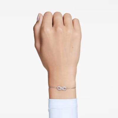 Rhodium-Plated Metal & White Crystals Hyperbola Infinity Bracelet, Length 15.50 cm to 19.50 cm - 5679664 - Swarovski