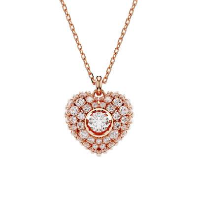 Hyperbola Heart Rosé Metal & White Crystal and Pearl Necklace, 38 cm to 45 cm - 5680402 - Swarovski