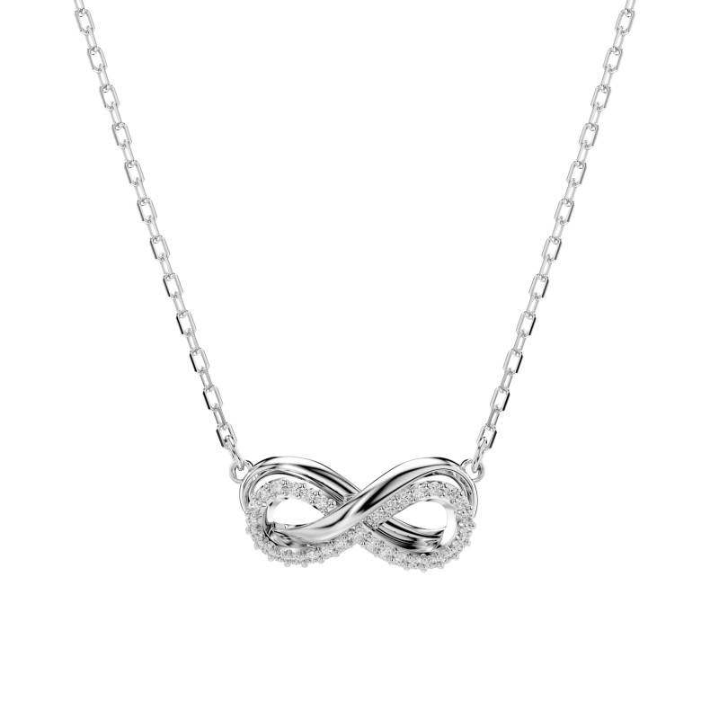 Hyperbola Infinity Rhodium-Plated Metal & White Crystals Necklace, Adjustable 38 cm to 45 cm - 5687265 - Swarovski