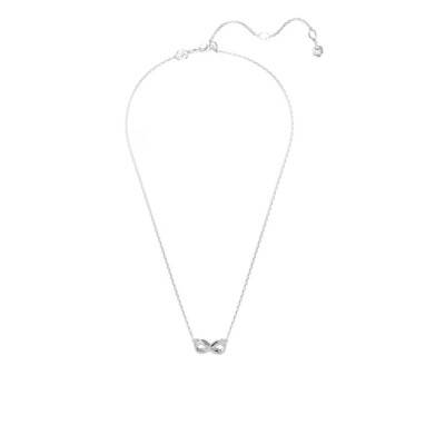 Hyperbola Infinity Rhodium-Plated Metal & White Crystals Necklace, Adjustable 38 cm to 45 cm - 5687265 - Swarovski