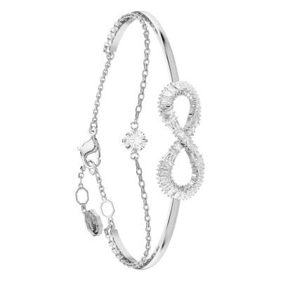 Bracelet Jonc Hyperbola Infinity Métal Rhodié & Cristaux Blancs, Longueur 16,50 cm - 5684049 - Swarovski