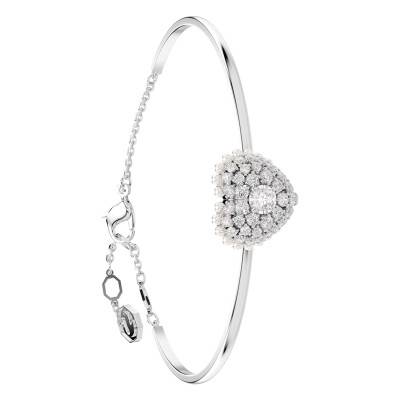 Bracelet Jonc Hyperbola Coeur Métal Rhodié, Perles & Cristaux Blancs, Longueur 16,5 cm - 5684385 - Swarovski