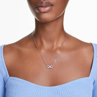 Collier Hyperbola Infinity Métal Rhodié & Cristaux Blancs, Longueur 38 cm à 45 cm - 5679434 - Swarovski