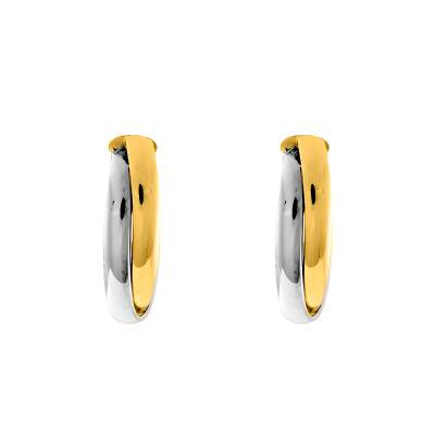 Créoles Anneaux Entrelacés Or Jaune & Or Blanc 375 - Emanessence