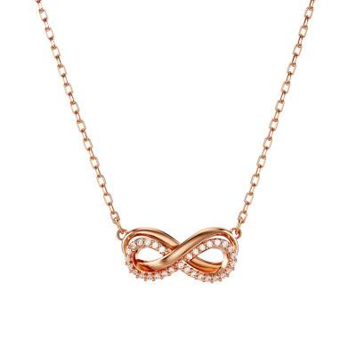 Collier Hyperbola Infinity, Métal Doré Rose & Cristaux Blancs, Longueur 38 cm à 45 cm - 5684084 - Swarovski