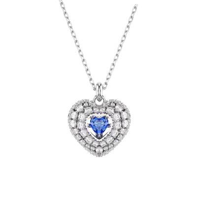 Collier Hyperbola Coeur Métal Rhodié & Cristaux Blancs et Bleus, Longueur de 38 cm à 45 cm- 5680403 - Swarovski