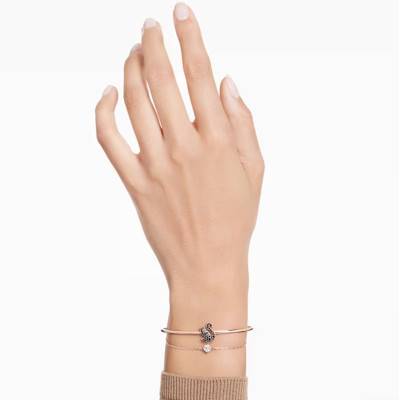 Rose-Tone Metal & Black and White Crystal Iconic Swan Bangle Bracelet, Diameter 5.50 cm or 5.90 cm - 5688248 - Swarovski
