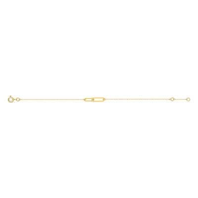 Bracelet Double Maillons Striés en Or Jaune 375, Longueur 16,5 à 18 cm, Largeur 0,80 mm - Emanessence