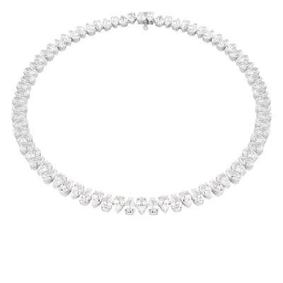 Matrix Rhodium-Plated Metal & White Crystal Necklace, Length 36 cm to 37 cm - 5662277 - Swarovski