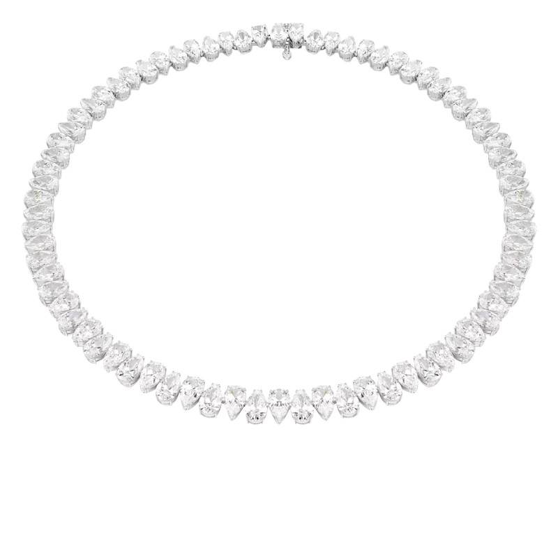 Matrix Rhodium-Plated Metal & White Crystal Necklace, Length 36 cm to 37 cm - 5662277 - Swarovski