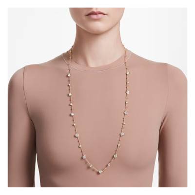 Gold-Toned Metal & White Crystals Imber Round Cut Necklace, Length 80 cm - 5680091 - Swarovski